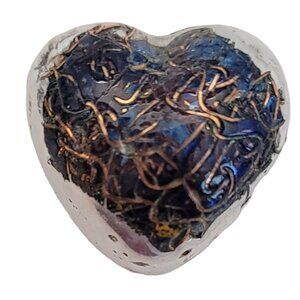 Lee Benner Mixed Metal, Glass Heart Brooch Pin M788